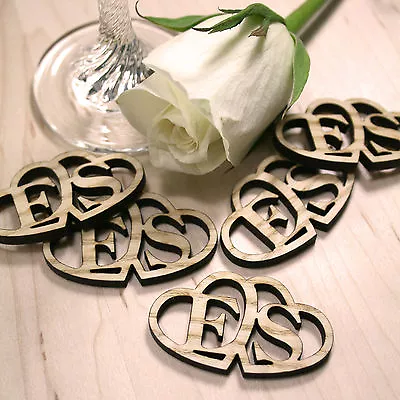 £2 • Buy Personalised Rustic Wooden Entwined Hearts Wedding Favours Table Confetti