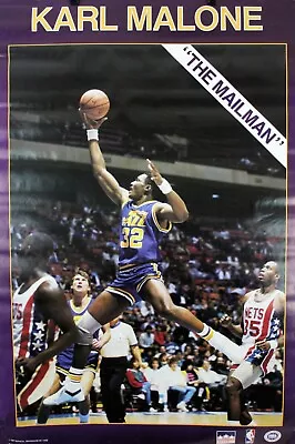 Vintage 34 X 22 KARL MALONE  The Mailman  1987 Utah Jazz NBA Starline Poster • $32.99