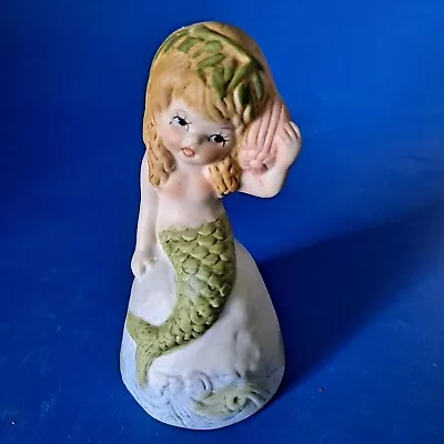 Super Cute Vintage 1979 Adorabelle Mermaid Bisque Porcelain 4  Bell -  Jasco • $14.95