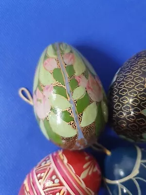 Vintage Hand Painted Wood Eggs/ Set Of 5 • $20.10