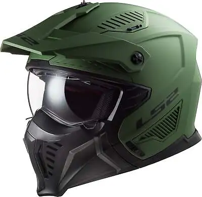 LS2 Drifter Open Face Motorcycle Helmet Solid Matte Military Green XL • $169.98