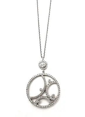 Movado 2.00cts Diamond Circle 18k White Gold Pendant & Necklace • $2975