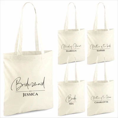 £7.85 • Buy Personalised Bridal Party Tote Bag Wedding Hen Bride To Be Bridesmaid Gift Bag
