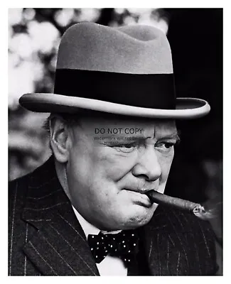 Winston Churchill Smoking A Cigar Primeminster Ww2 Uk 8x10 B&w Photo • $8.49