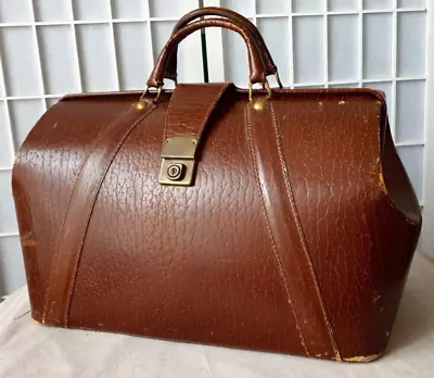 Vintage Brown Leather Cheney Gladstone Doctors Bag • $145