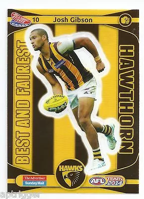 2014 Teamcoach ADVERTISER Best & Fairest Sticker (10) Josh GIBSON Hawthorn • $1