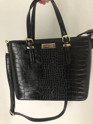 £24 • Buy Carvela Mock Croc Tote Grab Bag Black Faux Leather Cross Body Like Danny Handbag