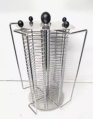 Vintage Retro 1980’s Chromed Metal Rotating CD Rack Holds 100 CD’s RARE • £64.99