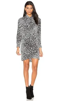 EQUIPMENT FEMME Silk Leopard Pussy Bow Tie Leema Mini Shirt Dress / Sz M / 8 10 • $69