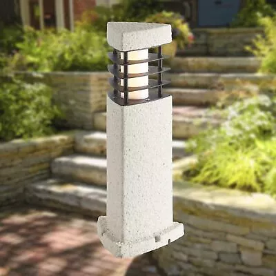 Modern 50cm Grey Stone Effect LED Outdoor IP44 Post Bollard Light Driveway Lamp • £16.99