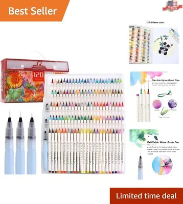 $80.91 • Buy Watercolor Brush Pens + 3 Water Brush Pens - 120 Colors - Online Tutorial Video