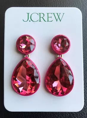 (new) Women’s J.crew Fuchsia Sparkly Teardrop Earrings - Size: 1.6 -msrp: $49.50 • $24.99