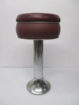 1 Vtg Duro Chrome Red Vinyl Seat Bar Stool Soda Shop Ice Cream Parlor 26.5  • $89.95