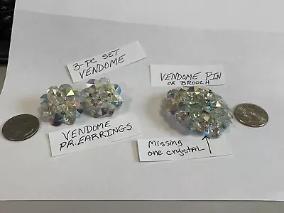 VENDOME 3-PC SET EARRINGS & BROOCH Or PIN   AB CRYSTALS • $30.99
