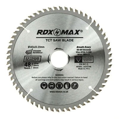 165mm TCT Circular Saw Blades Thin Kerf 48 & 60Teeth DeWalt Makita Bosch • £10.99