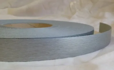 Brushed Aluminium 22mm Wide Pre Glued Iron On Melamine Edging Tape  • £5.53
