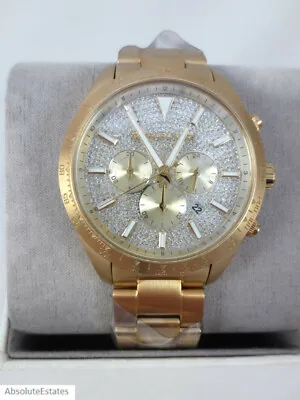 NEW Michael Kors Layton Yellow Gold Pave Crystal Mens Unisex Watch MK8873 NIB • $94.99