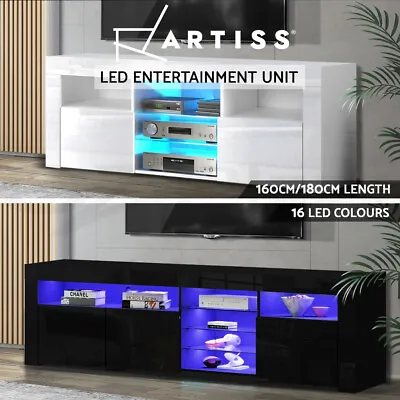 $237.95 • Buy Artiss TV Cabinet Entertainment Unit Stand RGB LED Gloss Furniture 160/180cm