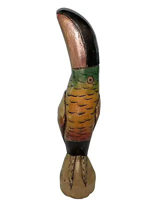 Vintage Hand Carved Toucan Bird Figurine 11-1/2  Tall Lightweight Wood • $17.09