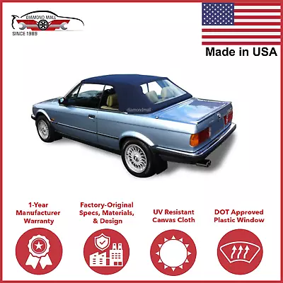 Fits BMW E30 Convertible Soft Top & Plastic Window 3 Series 1986-93 Blue Canvas • $319.50