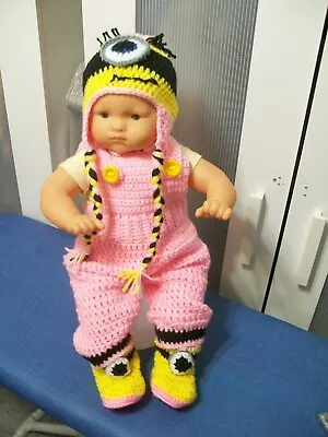 Baby Girl Minion Set Size 3M To 6M Hand Crocheted  • $25.99