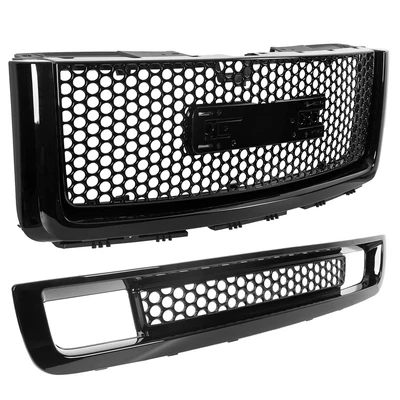 $119 • Buy FOR 07-13 GMC Sierra 1500 Denali Front Upper Lower Bumper Grille Gloss Black