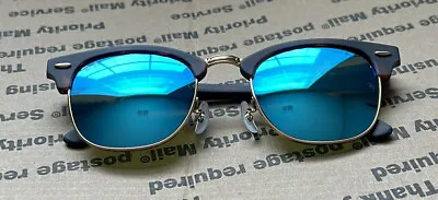 Ray-Ban Clubmaster Tortoise Frame Blue Mirror Flash Lens RB3016 1145/17 • $49.99