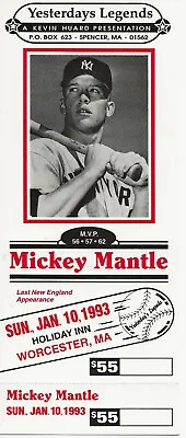 New York Yankees Mickey Mantle Original Autograph Ticket From 1993 • $2.99