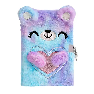 Drawing Cat Kids Diary Gifts School Girls Animal With Lock Keys Plush Notebook • $22.46