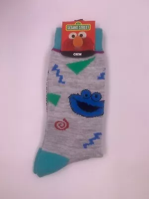 SESAME STREET Big Bird Cookie Monster Oscar Novelty Men’s Crew Socks Size 10-13 • $9.99