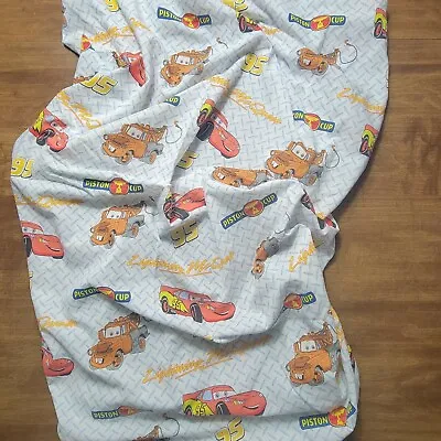 Disney Pixar Cars Toddler/Crib Fitted Bed Sheet White Lightning McQueen Upcycle • $20