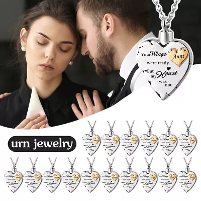 Urn Necklace Cremation Jewellery Ashes Heart Pendant Locket Keepsake Memorial~ • £8.16