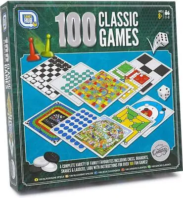 100 Classic Games Compendium Classic Family Board Games Chess Draughts Ludo More • £9.49
