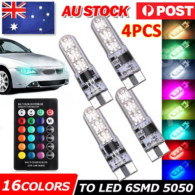 4X T10 RGB W5W 501 LED Car Light Color Changing Bulbs Canbus Remote Control Bulk • $9.41