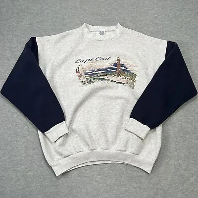 Vintage Cape Cod Sweatshirt Mens XL Gray Crew Neck USA Made Massachusetts Beach • $26.94