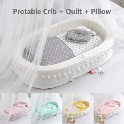 Portable Baby Bed Quilt Baby Pillow Washable Baby Nest Newborn Crib Bedding Set • $76.99