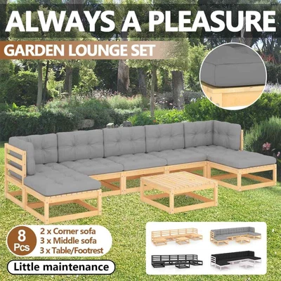 $434.99 • Buy VidaXL Garden Lounge Set Outdoor Sofa Furniture Wooden Patio Setting 8 Piece