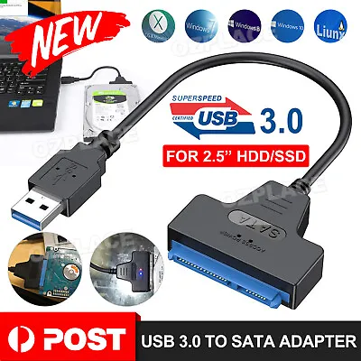 $7.75 • Buy USB 3.0 To SATA 2.5  Hard Drive HDD SSD Adapter Converter Cable 22Pin UASP