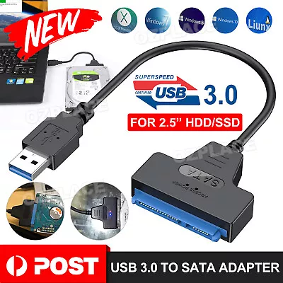 $7.85 • Buy USB 3.0 To SATA 2.5  Hard Drive HDD SSD Adapter Converter Cable 22Pin UASP