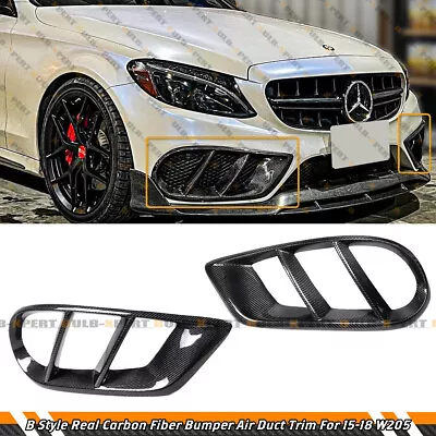 For 2015-18 Benz W205 C43 C300 C400 Amg Carbon Fiber Front Bumper Air Duct Cover • $169.99