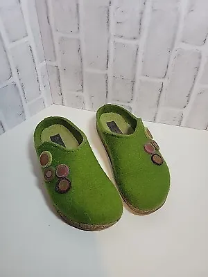 HAFLINGER Wool Clog Grizzly KANON Slip On Shoes Green Slippers Women EU 42 • $39.99