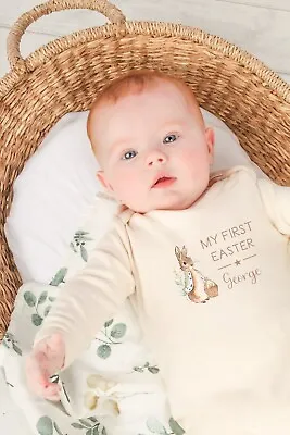 £5.99 • Buy Personalised Beige Rabbit My First Easter Beige Babygrow L New Baby