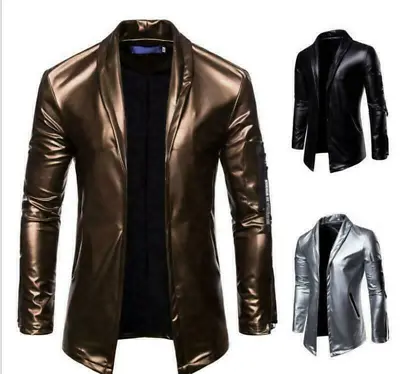$43.53 • Buy Spring Mens Jacket Punk Military Combat Leather Jacket Zip Slim Fit Short