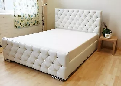 £249.99 • Buy Diamond Upholstered Soft Velvet Fabric Chesterfield Sleigh Bed Frame