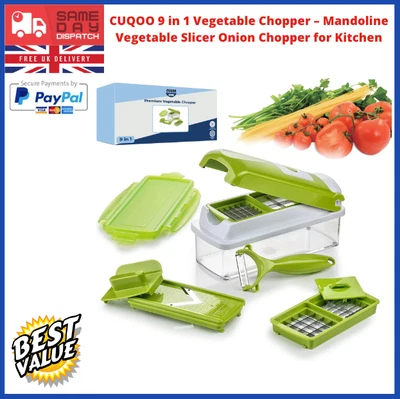 £11.99 • Buy 9 In 1 Vegetable Chopper Salad Fruit Mandolin Slicer Food Dicer Cutter Peeler