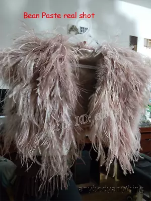 100% Real Ostrich Feather Fur Bolero Jacket Shawl Shrug Women Small Coat Wedding • $104.02