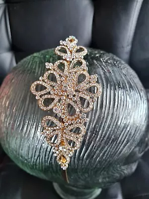 £9.99 • Buy Ladies Gold Metal Jewelled Gems Hair Band Headband Prom Bridesmaid Wedding Box