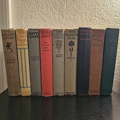 $75 • Buy Vintage Zane Grey Lot Of  9 HC Books 1903-1938 Grosset And Dunlap Harpers