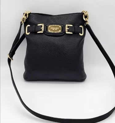 Michael Kors Hamilton Gold & Black Pebbled Leather Large Crossbody • $56