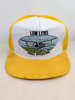 Vintage Low Level Aerial Application Farm Pilot Trucker Hat Snapback Cap • $16